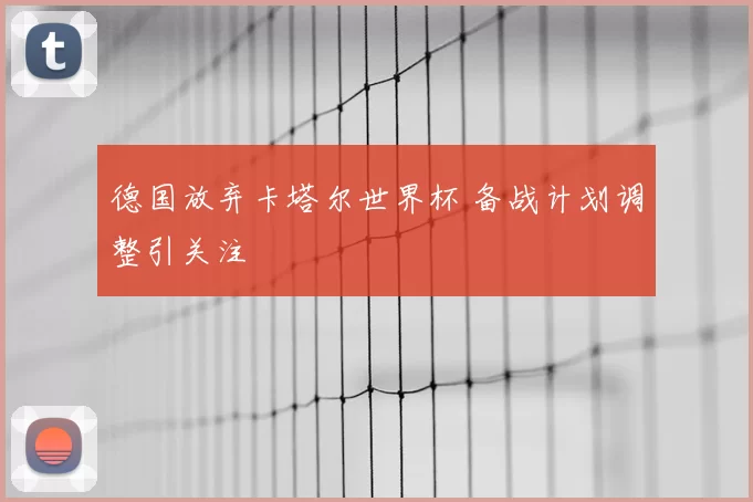 德国放弃卡塔尔世界杯 备战计划调整引关注
